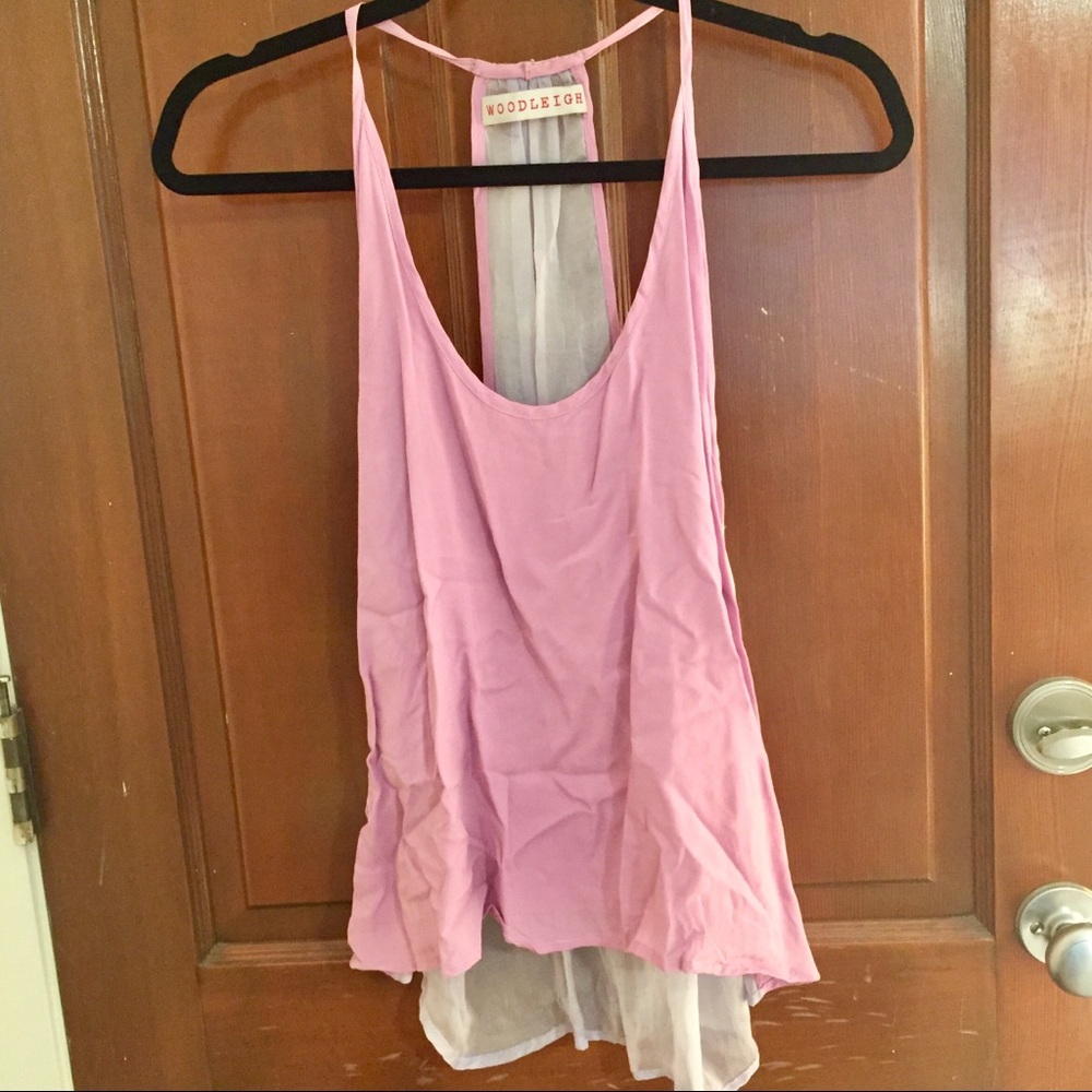 Woodleigh Pink Silk Spaghetti Strap Tank Top